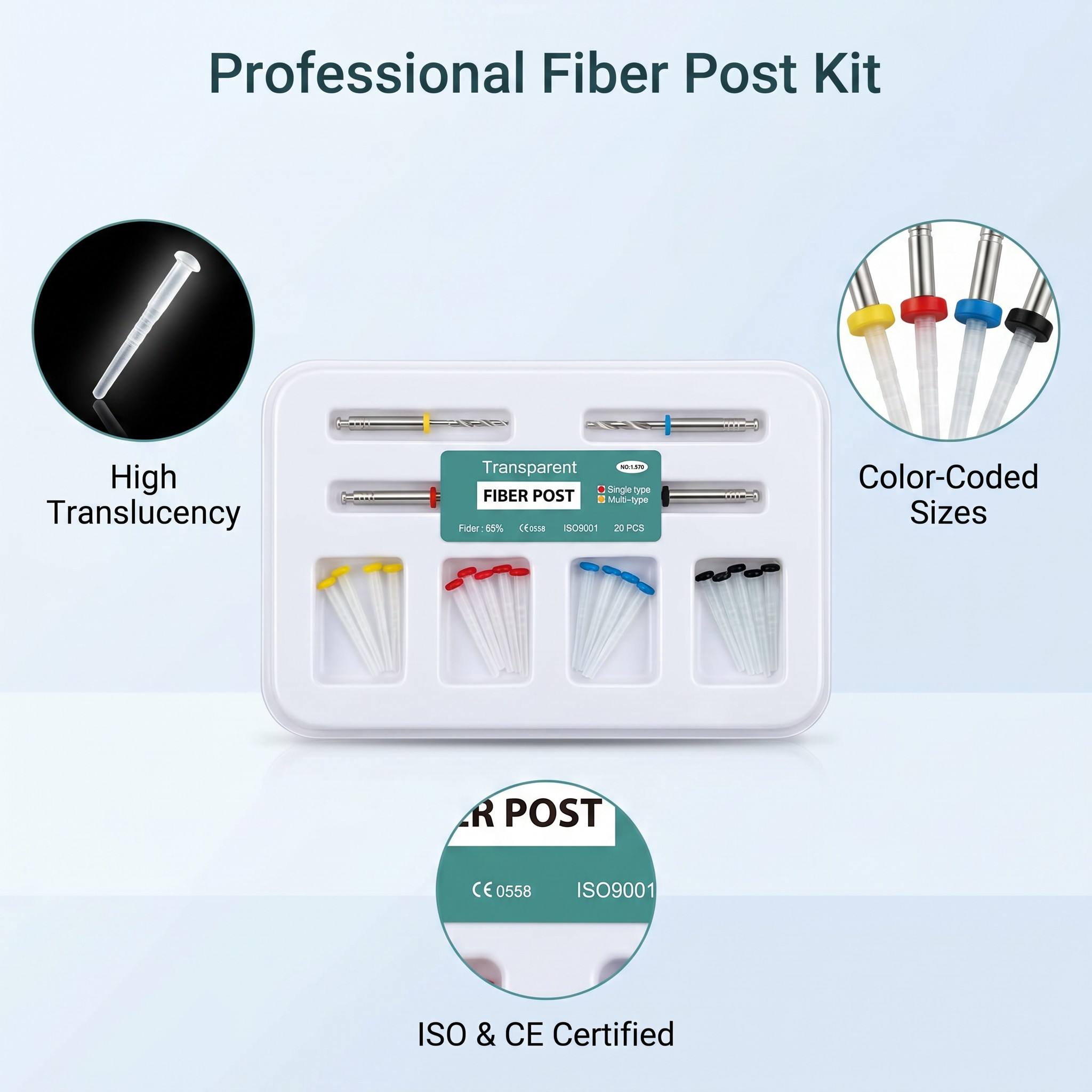 Wholesale Dental Fiber Post Assorted Kit 1.2/1.4/1.6/1.8mm Mixed Color Radiopaque Fiber Post With Drill Bits wholesale dental fiber post assorted kit 1.2/1.4/1.6/1.8mm mixed color radiopaque fiber post with drill bits