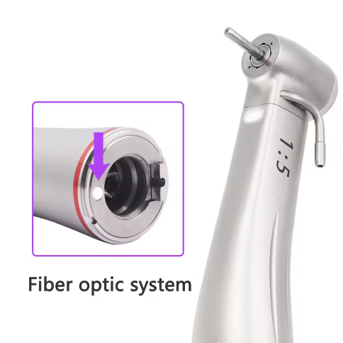 electric dental 1:5 increasing low speed class i handpiece fiber optic led contra angle red ring external water spray push